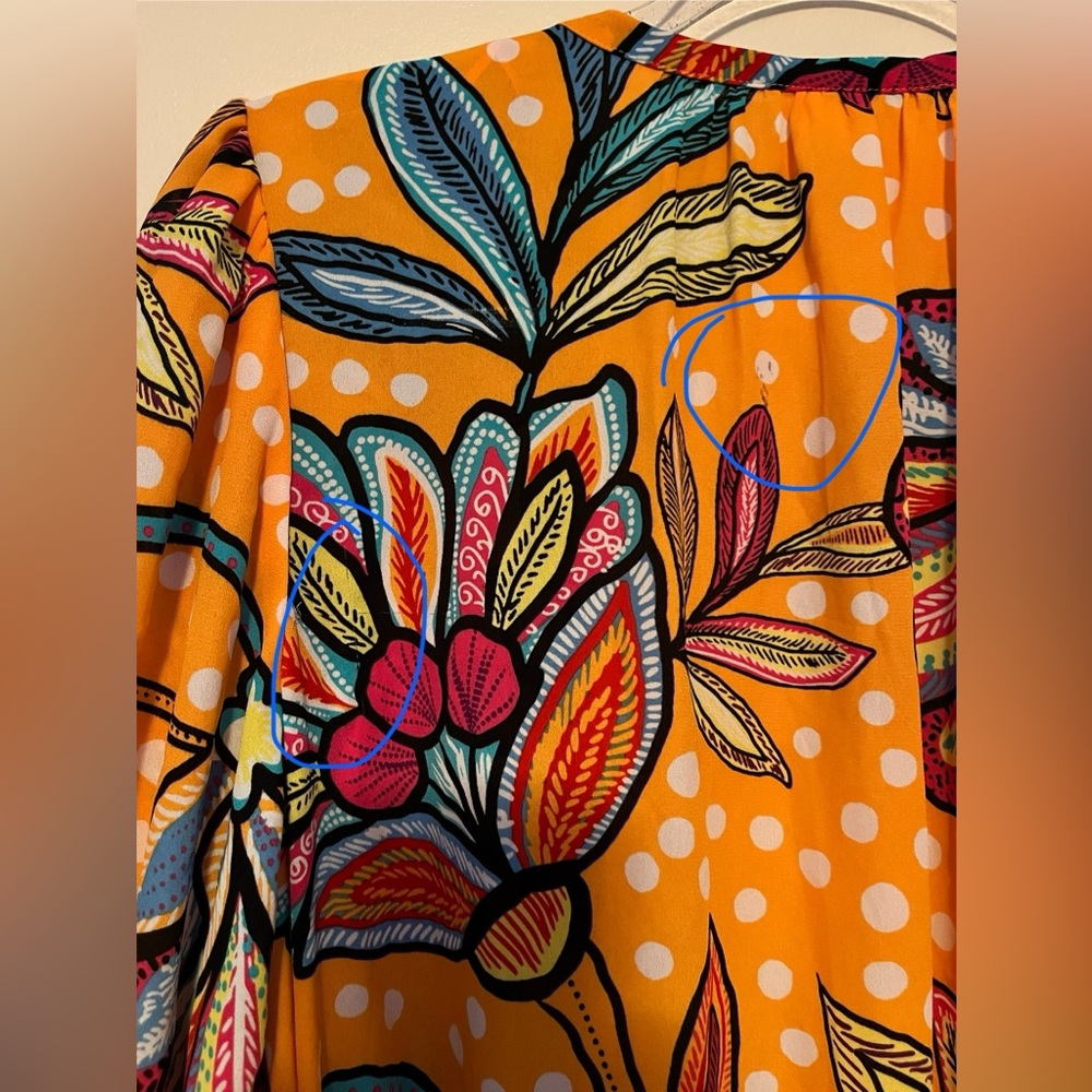 Tabitha Brown Floral Polka Dots Print Belted Cover Up / Wrap with Pockets sz S - Picture 12 of 12
